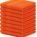 Homaxy 100% Cotton Dish Cloths, 8 Pack - 12 x 12 Inches, Waffle Weave Super Soft and Absorbent Dish Towels Quick Drying Dishcloths, Orange