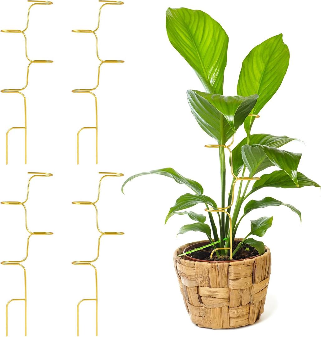 succulentlovers 4PCS Indoor Plant Support Stakes, 12.6 Inch Metal Monstera Plant Supports, Indoor Plant Trellis Plant Stem Holder Support for Indoors & Outdoor Garden Plants Stabilization and Supports