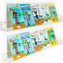 NIUBEE 36-Inch Acrylic Floating Bookshelves for Kids, 2-Pack, Extra-Large Wall Shelves for Expanding Book Collections and Family Spaces