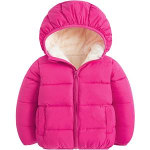 BFUSTYLE Toddler Winter Coats Hooded Infants Fleece Jacket Thickened Jacket for Baby Girls Boys 1-5T (Fleece-hot Pink)