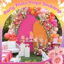 2 Set Pink and Orange Party Arch Backdrop Cover 7.2ft, 6ft Spandex Fitted Arch Covers Round Top Chiara Arches Backdrop Cover for Tequila Sunset Party Bridal Shower Decoration
