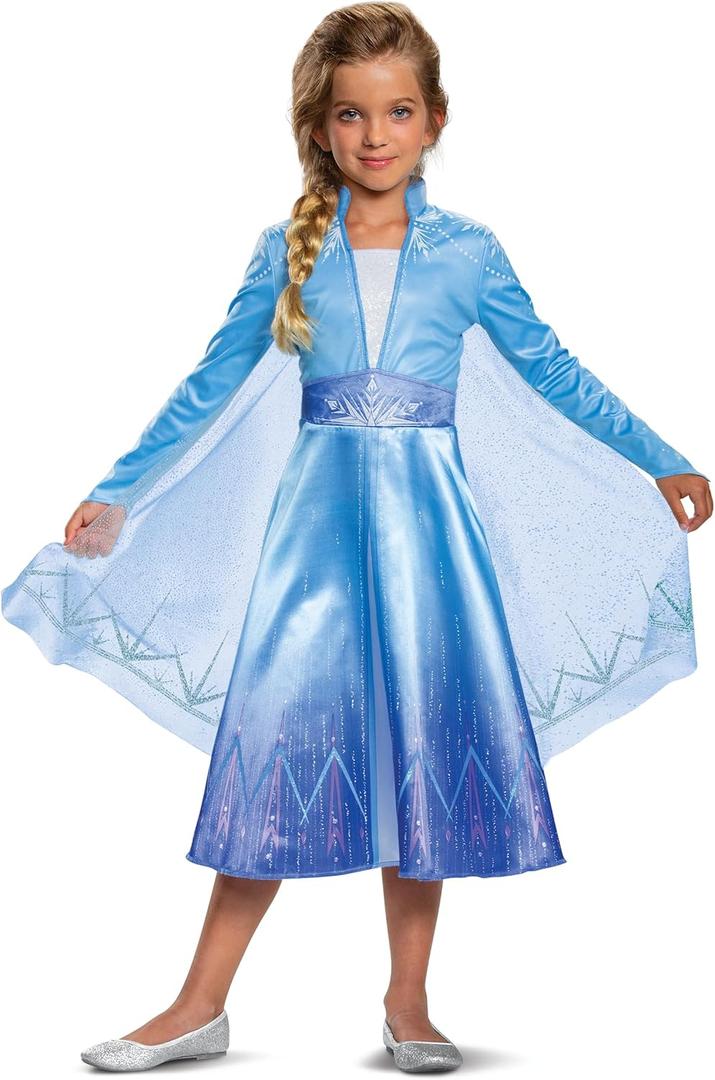 Disguise Disney Elsa Frozen 2 Deluxe Girls' Halloween Costume Blue (Small (4-6x))