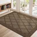 COSY HOMEER Non-Slip Door Mat 32"x48", Entryway Rugs Low Profile Absorbent Dirt Trapper Doormat for Front Entrance, Washable Polypropylene Entry Mat (Brown)