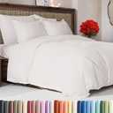 Duvet Cover Queen Size Set - Extra Soft Queen Duvet Cover 90" x 90" with 2 Pillow Shams - Hotel Luxury, Easy Care & Fade Free with Zipper Closures and Ties - Comfy, Cozy & Breathable (Antique White)