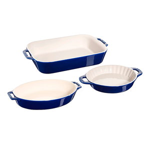 Staub Ceramics 3-pc Rectangular Baking Dish Set - Dark Blue