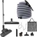 OVO Central Vacuum Deluxe Plus Kit, 35ft ON/Off Low-Voltage Hose, Air Driven Carpet Beater, 12 Premium Floor Brush, Cleaning Tools and Easy Storage Accessories