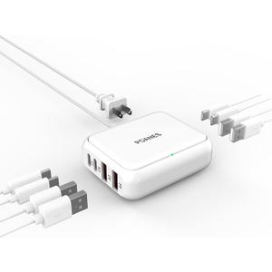 8-Port USB Charger, Multi-Port Travel USB C Charger, Mini Charging Station with USB C and USB A Ports, Charging Station Block for Traveling, Camping Compatible with Phone, Earbud (White) (20W)
