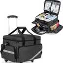 Trunab Rolling Medical Bag with Detachable Trolley, Nurse Rolling Bag with Removable Dividers 15.6 Laptop Sleeve, First Aid Responder Bag Empty for Home Health Nurses, Doctors, EMT, EMS
