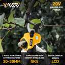 Brushless Electric Pruning Shears for DeWalt 20V Battery, Portable Cordless Pruning Shears with LCD DisplaySK5 Blades, Adjustable Cutting Diameter 0.8-1.2 Inch for Gardening Tree Pruning(NO Battery)
