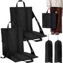 Briwooody 2 Packs Stadium Seats with Back Support Foldable Portable Bleacher Chairs with Adjustable Strap, Bleacher Chair with Back and Cushion for Sport Event, Hiking, Fishing, Camping