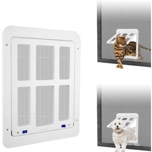 NAMSAN Cat Screen Door, Flap Opening 8.3 x 10.3 inches, Doggie Door for Screen Door, Window Cat Door Magnetic Self-Closing, Cat Door for Sliding Door, Lockable, White