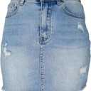 Denim Skirt Women Trendy High Waisted Summer Jean Skirts (X-Large, Mini-lightblue)