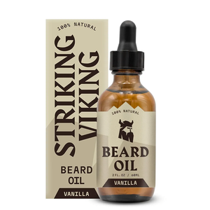 Striking Viking Vanilla Beard Oil for Men - Naturally Derived Conditioner with Argan & Jojoba Oils for Softening, Moisturizing and Growth (2 Oz)