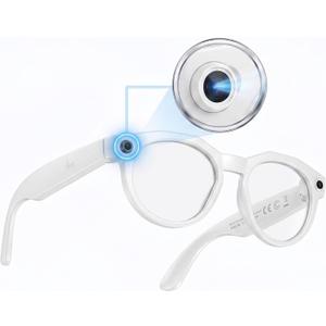 AI Smart Camera Glasses, 1080P HD POV Video Recording and Translator, Object Recognition, Bluetooth Audio for Music Calls, 290mAh Battery, Photochromic Lenses for Vlog, Travel and Work