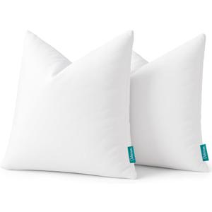 Oubonun 16x16 Feather Down Throw Pillow Inserts, 100% Cotton Cover, Medium Firm Decorative Pillow Inserts for Couch, Sofa, Bed, Chair (Set of 2)