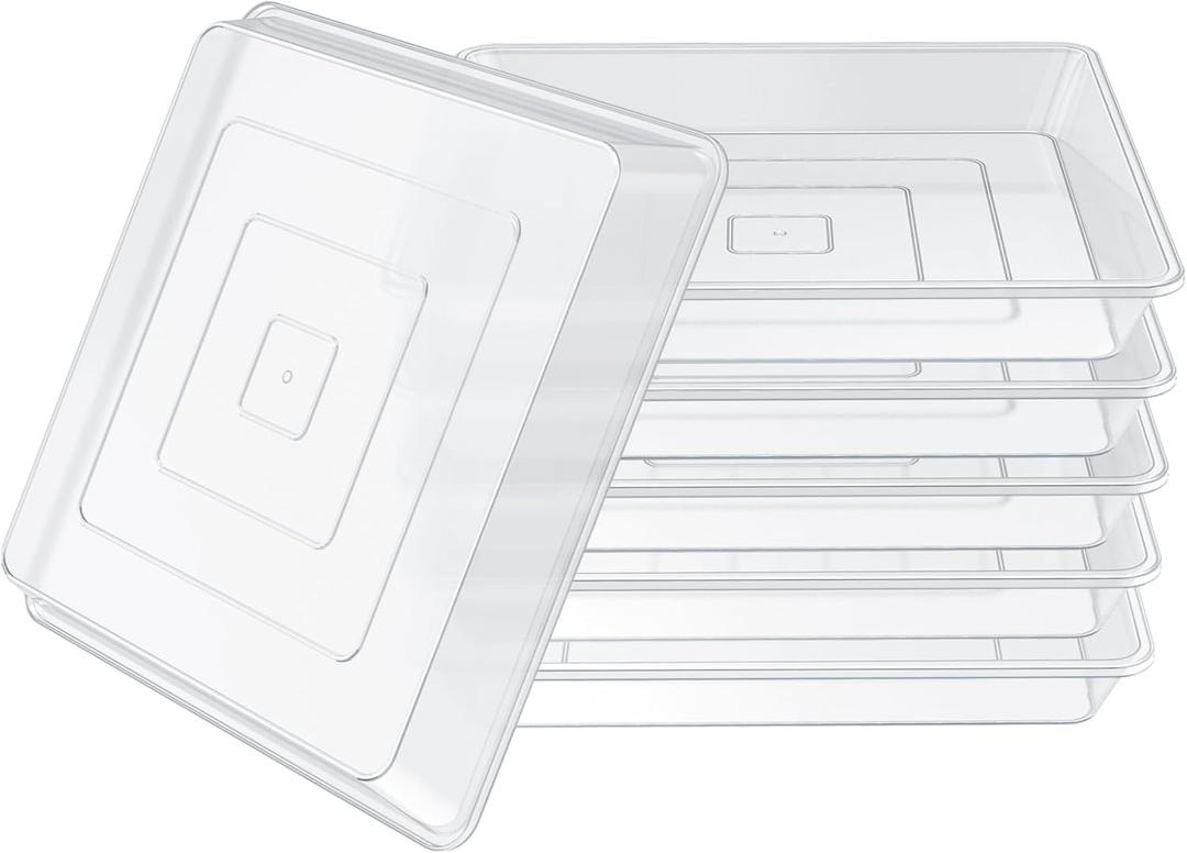 6 Pack 12 Inch Square Plant Saucer, Clear Durable Thick Plant Pot Dish for Flower Pot, Plastic Plant Tray to Catch Water for Indoor Outdoor