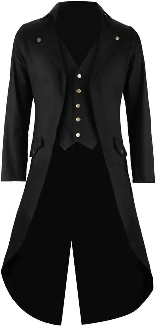 GOLDSTITCH Mens Black Vintage Tailcoat Jacket Fancy Cool Cosplay Costume Robe (Black, M)