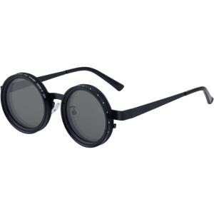 Adjustable Tint Nightshift Glasses 1-9 Gears, Round Polarized Sunglasses ND Filter Lenses Metal Frame(2318)