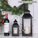 NEEDOMO LED Lanterns Decorative Outdoor&Indoor, Set of 2 Large Bronze Metal Lantern Decor with LED Candle, Lantern Decor for Porch, Patio, Garden, Balcony, Wedding, Spring Decorations (NO Glass)