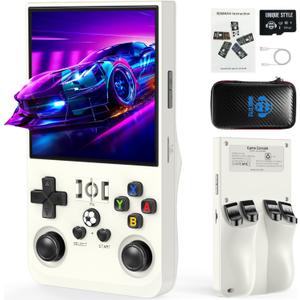 R36MAX Retro Handheld Game Console, 4.0 Inch IPS HD Screen Portable Retro Gaming Console, 1.5GHz CPU Support 30+ Emulator Console Video Game Console, 4000mAh Battery (64GB White)