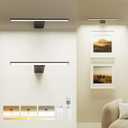 2 Pack Picture Light for Wall Rechargeable Art Light with Remote, 3 Colors & 5 Brightness Levels, 12000mAh Battery Operated Lights for Pictures,Painting,Gallery, Bedroom, Hallway, Frame, Living Room (Black)