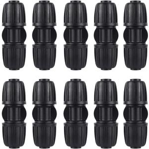 10 Pack 1/2 Inch Drip Irrigation Coupling Connectors (1/2" ID x 0.65" OD) - 1/2'' Drip Line Anti-Drop Barbed Locked Straight Connectors for 1/2 Inch Drip Tubing Garden Irrigation System