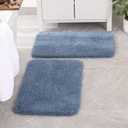 MIULEE Dusty Blue Bathroom Rugs Set 2 Piece, Soft Absorbent Microfiber Bath Mat Set, Non Slip Quick Dry Machine Washable Plush Shaggy Bath Rugs for Bathroom Floor, Tub and Shower, 20"x30"+16"x24"