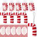 12 Sets Christmas Crochet Candy Canes Ornaments Handmade Christmas Christian Gift with Legend of Candy Cane Cards for Xmas Tree Decor Church Gathering Employee Friends Family Coworkers Party Favors
