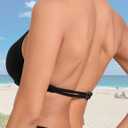 AJISAI Womens Halter Bikini Top Triangle V Neck Bathing Suit Top Low Impact Padded Sports Bra (Black, M)