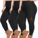 Diu Life 3 Pack Plus Size Fleece Lined Leggings for Women Stretchy 1X-4X Winter Warm Tummy Control Thermal Workout Yoga Pants (XX-Large Plus, 01 Black)