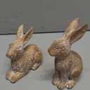 DN DECONATION Set of 2 Easter Bunny Figurines, Brown Resin Rabbit Statue Decor, Ornaments for Spring Home Decor, Bunny Decorations for Coffee Table Shelf Mantel, Decorative Rabbit Figurines Gift