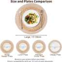 Handmade Round Boho Placemats Set of 4 | Natural Woven & Polyester Braided Combo Table Mats | 8-Piece Versatile Place Mats | Simple Rustic Farmhouse Style Dining Table Decor