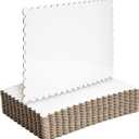 Sparkle and Bash Cake Board Rectangle - 14 x 10 In, White Foil, Pack of 25 - Scalloped Edge Sturdy Paper Base for Desserts & Cupcakes - Quarter Sheet Cake Boards