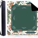 Foilswirl 1 Pcs Mahjong Table Mat Floral Peacock, 33" x 33" Green Chinoiserie Peacock Mahjong Mat Non-Slip Noise Reduction Carrying Bag for Poker Board Card Games Dominoes, Ships Rolled(Elegant)