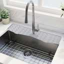 Meiliweser Faucet Mat for Kitchen Sink  24 x 5.1 Extra-Long Silicone Splash Guard with 10 Slope & Upgraded Drainage  Gen 3 Sink Water Catcher & Sponge Holder for Kitchen, Bathroom (Gray)