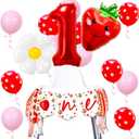 JeVenis My Berry First Birthday Banner Party Decoration Strawberry 1st High Chair Banner Decorations Berry First Birthday Decor