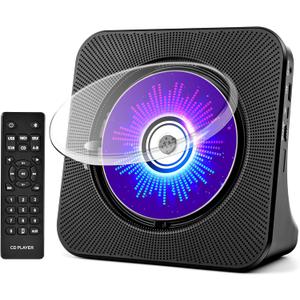 Desktop CD Player with Speakers, ROADOM CD Players for Home, Portable CD Player with Bluetooth Hi-Fi Stereo Sound,Remote Control,Supports CD/Bluetooth/FM Radio/U Disk/AUX/Timer/Repeat,Black