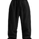 GSOU SNOW Mens Snow Pants Women Baggy Snowboard Pants Loose Fit Insulated Windproof Waterproof for Ski Hiking Winter Outdoor Black, XS