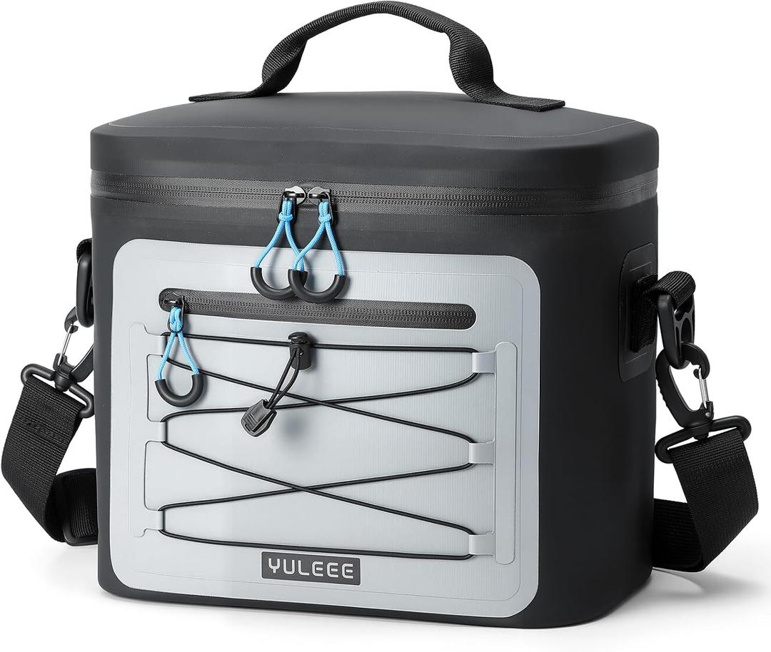 Cooler Bag, 7/16/30 Can Soft Sided Small Portable Insulated Cooling Pack, Everyday Lunch Cooler, Leakproof Ice Chest for Beach, Camping, Travel, Picnic (Black)