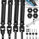 4PCS Stainless Steel Drive Shaft CVD Upgrades Part for 1/10 Stampede VXL 4X4,Rustler VXL 4X4,Slash VXL 4X4 Platinum Ultimate,Hoss VXL 4X4 4WD,ARRCat Front Rear #45 Drive Shaft with Hex,Black