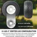 (2-Pack) 18" Tubeless Tires On Rims - 18x8.5-8 Tire and Wheel Assemblies - 4-Lug 4" Center - 2.83" Center Bore - Load Range B Max Tire Weight of 815 Lbs - Compatible with Alumacraft Boat Trailers