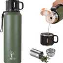 Stainless Steel Insulated Bottle, 50oz with cup Vacuum Insulated Water Bottle, Thermo for Hot Drinks/Cold Drinks,24-Hr Insulation Commute, Travel (Green)