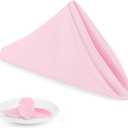 PLOYMONO Pink Heavy Duty Cloth Napkins - 17 x 17 Inch Solid Washable Polyester Dinner Napkins - Set of 8 Napkins with Hemmed Edges - Great for Weddings, Parties, Spring, Mother's Day, Pink