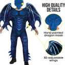 Morph Dragon Costume Adult (2 Colors),Mens Dragon Costume for Adults Jumpsuit Halloween Costumes for Men (X-Large, Blue)