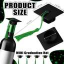 Qunclay 30 Pieces Mini Graduation Cap Plastic Grad Cake Wine Bottle Cover Toppers for Graduation Party Decorations (Black,Green)