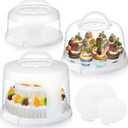 Baderke 3 Pcs 10 Inch 11 Inch 12 Inch High Round Cake Carrier with Lid and Handle Plastic Cake Stand Cake Container White Cake Holder for Cupcake Pie Serving Transport Storage