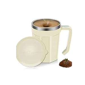 LeadYuantop Self Stirring Coffee Mug, 18 oz Automatic Magnetic Electric Mixing Cup Stainless Steel Travel Cup for Coffee, Chocolate, Milk, Tea, Office, Home, Kitchen (White)