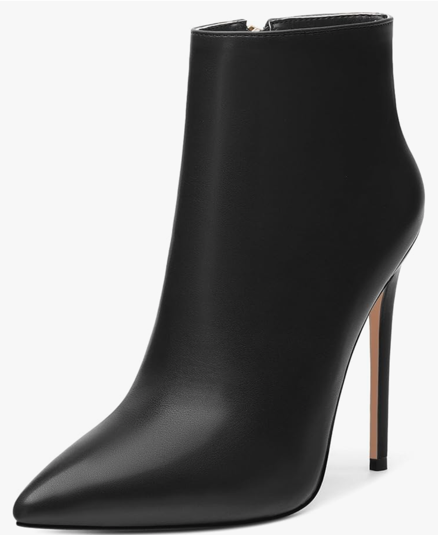 Heeled Ankle Boots for Women Pointed Toe Stiletto High Heel 4.7 Inch Booties with Zipper Sexy Evening Party Dating Fall Shoes 7