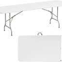 Folding Table, 8 Feet Heavy Duty Fold-in-Half Utility Table Indoor Outdoor for Camping, Picnic, Party