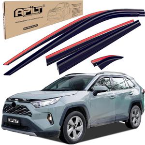 Outside-Mount Rain Guards Window Visors for 2019-2025 Toyota RAV4 Full-Size Wind Vent Deflectors Car Accessories Dark Smoke 6-Piece Set with Thicker and Waterproof Steps